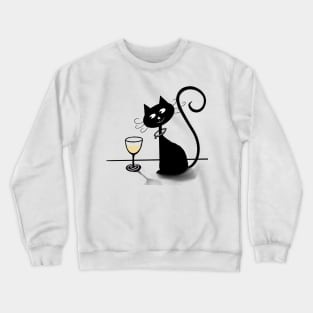 Cosmic Cat with Wine (White) Crewneck Sweatshirt